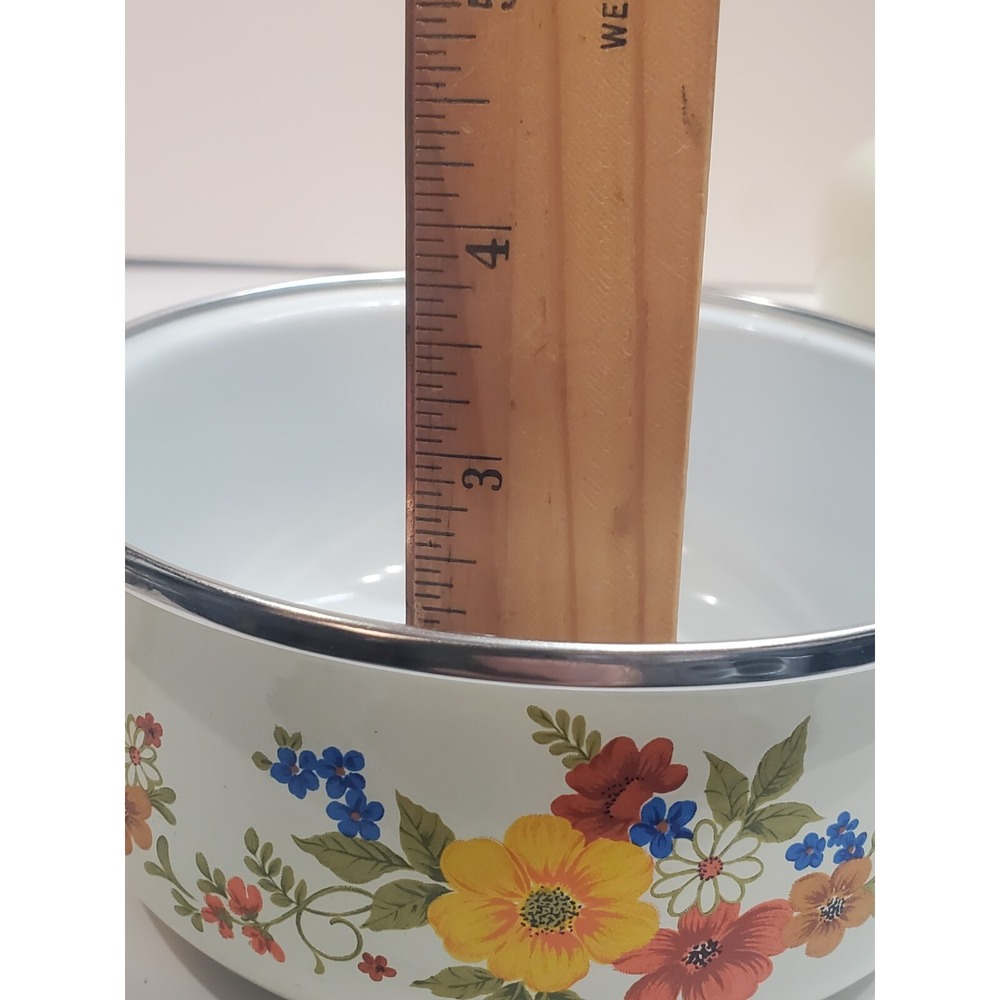 Vintage‎ Enamelware Pots JPM Sweet Flower 80s  Made In Spain Excellent - Picture 2 of 10